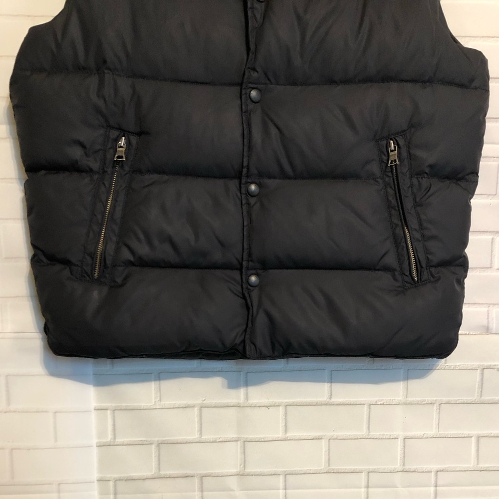 Banana Republic Men's Quilted Black Down Puffer Zip Front/Button Vest Jacket M - Picture 6 of 14